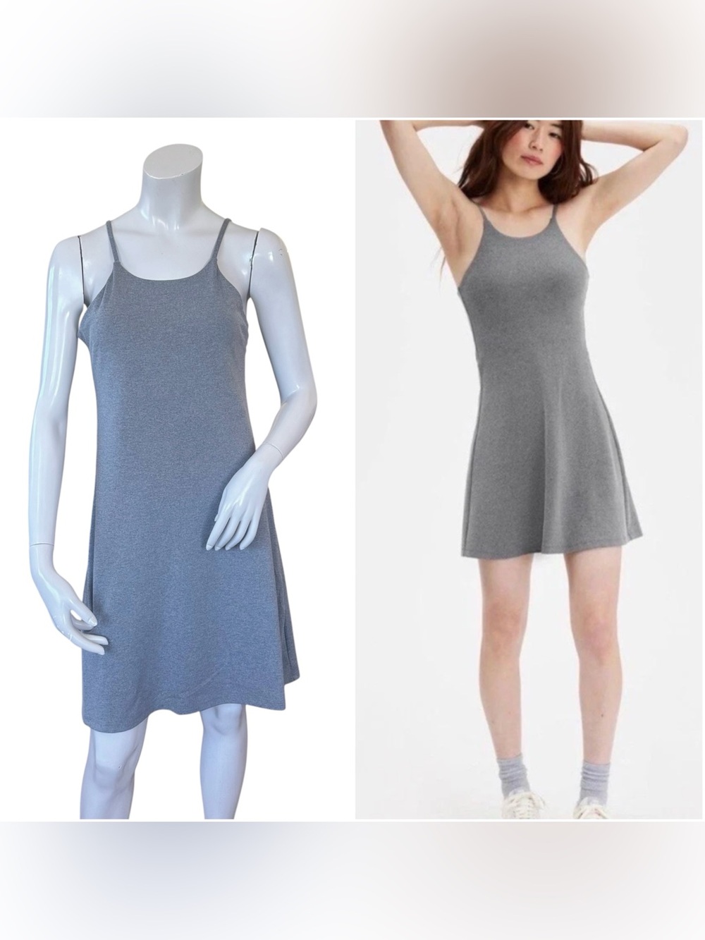 Girlfriend Collective Naomi Heathered Gray Sleeveless Athletic Workout Dress XL